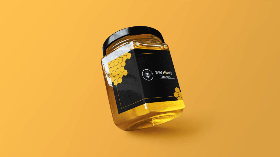 Wild Honey Haven branded honey jar